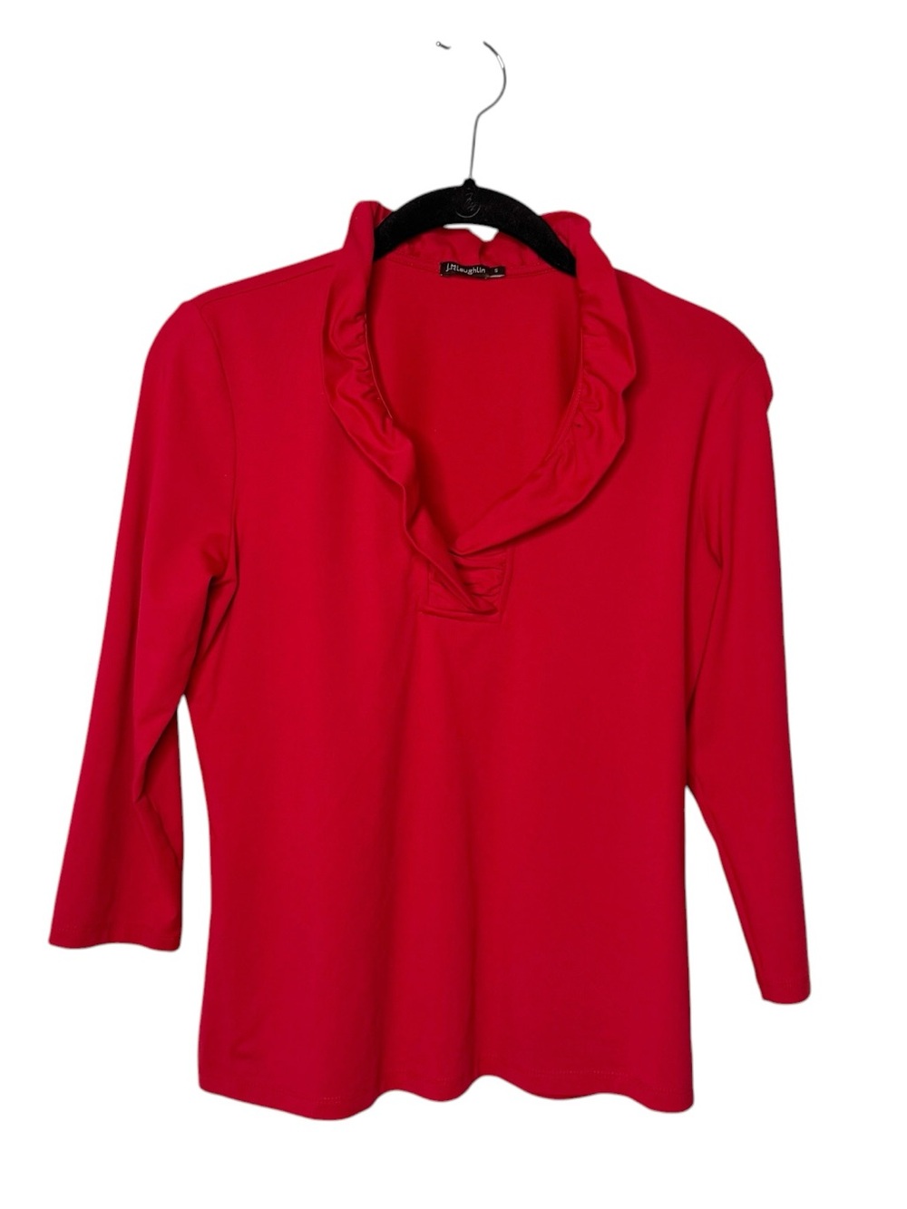 J. McLaughlin Red Ruffle Collar Top Size S